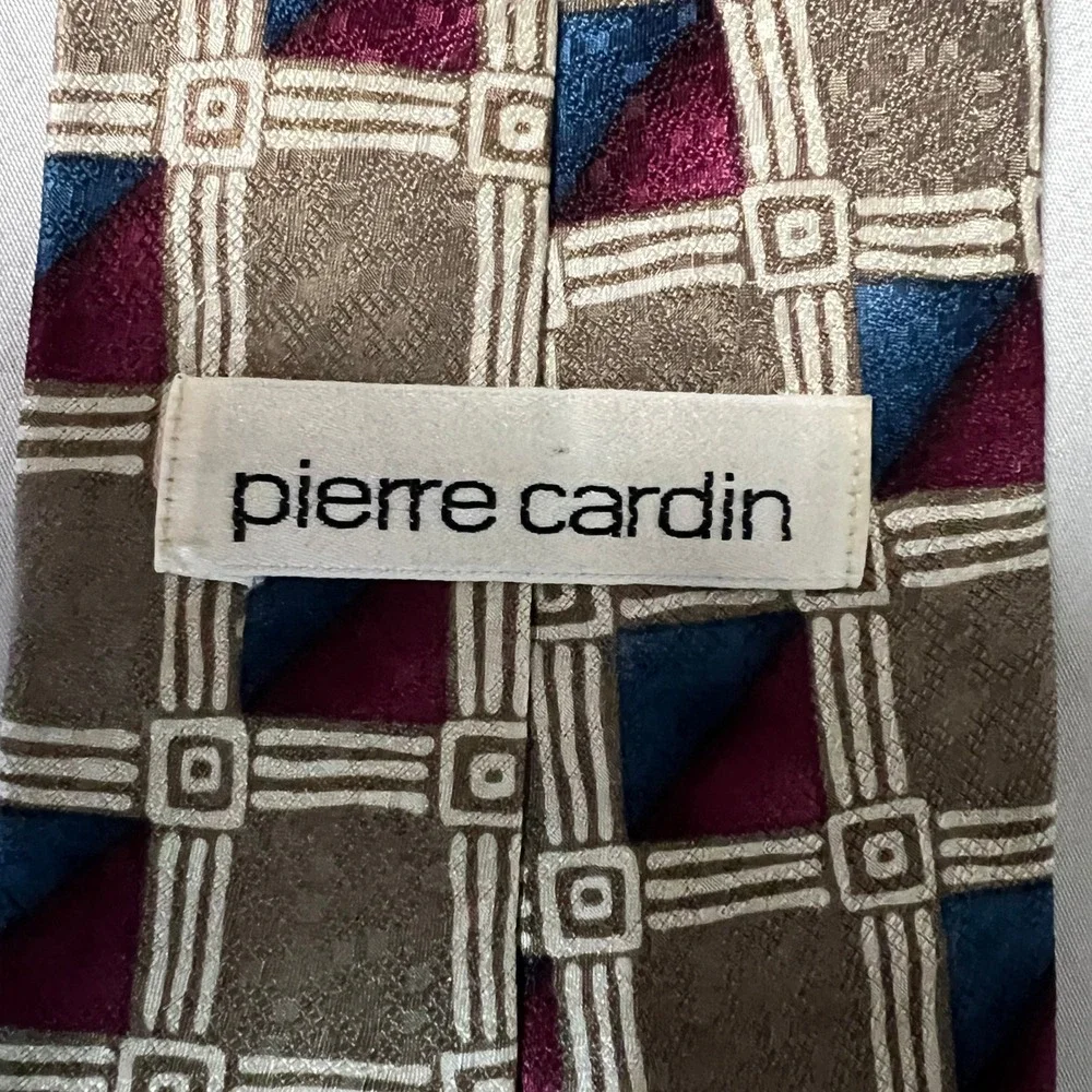 Pierre Cardin‎ Silk Geometric Square Box Pattern Necktie Men's Classic Dress Tie